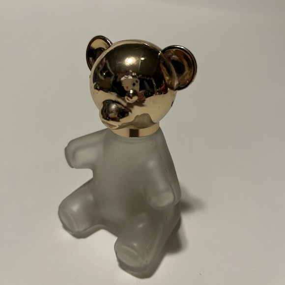 Vintage Avon Teddy Bear Decanter Bottle Frosted Glass Gold Lid With Box - Picture 1 of 6